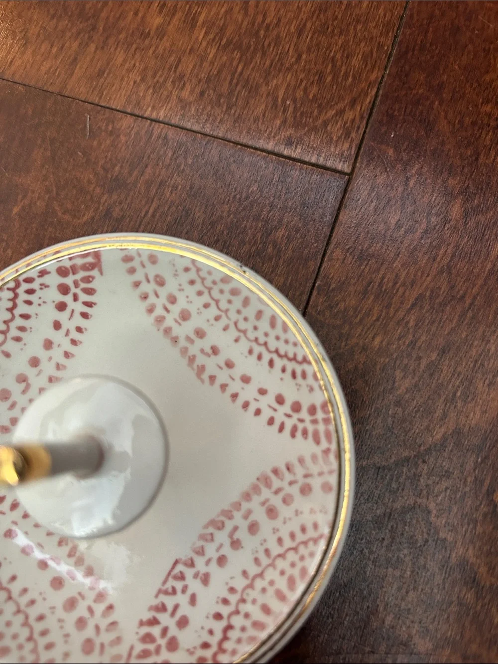 Pink and Gold Ceramic Ring Stand Jewelry Dish